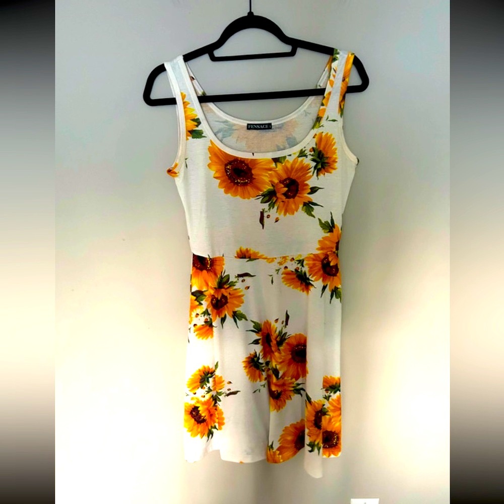 Sunflower Print Midi Dress